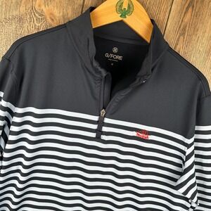 G/FORE Mens 1/4 Zip Golf Pullover Navy Blue Striped Sailboat Golf Course Size M